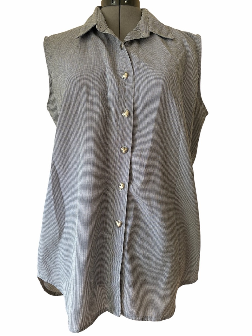 Vintage Darlyn Made in USA Sleeveless Button Down Blouse Houndstooth Tank Top